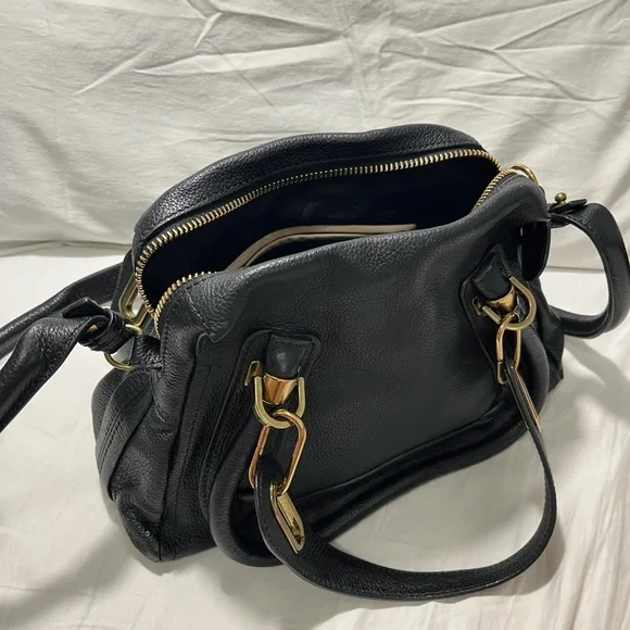 Chloe Paraty Black Satchel Bag with Gold Hardware - Picture 7 of 9